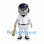 Bear Mascot Costume in Silver with Navy Baseball Helmet and Bat