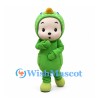 Girl Mascot Costume with Green Dinosaur Hooded Suit