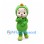 Girl Mascot Costume with Green Dinosaur Hooded Suit