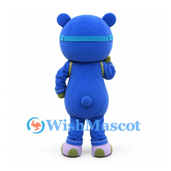 Boy Mascot Costume with Blue Bear Hood and Goggles