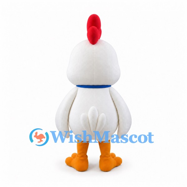 Rooster Mascot Costume in White with Blue Bandana