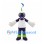 Robot Mascot Costume in Purple and White with Green and Blue Antenna