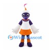 Robot Mascot Costume in Purple with Orange Shorts and Pink Antenna