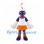 Robot Mascot Costume in Purple with Orange Shorts and Pink Antenna