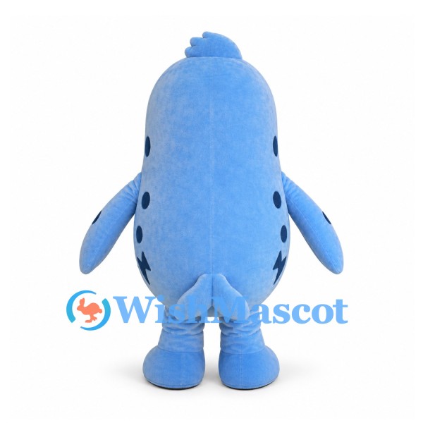 Seal Mascot Costume in Blue with Spotted Back and Orange Collar