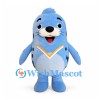 Seal Mascot Costume in Blue with Spotted Back and Orange Collar