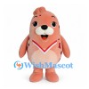 Seal Mascot Costume in Coral with Spotted Back and Red Collar