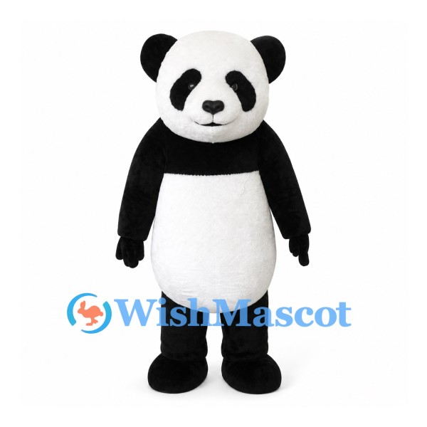 Panda Mascot Costume in Black and White with Round Belly