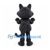 Cat Mascot Costume in Black with Yellow Eyes and White Belly