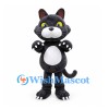 Cat Mascot Costume in Black with Yellow Eyes and White Belly