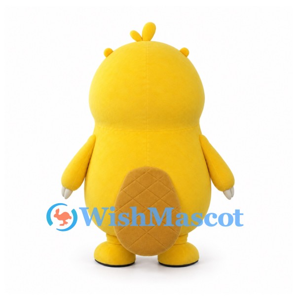 Beaver Mascot Costume in Yellow with Brown Flat Tail
