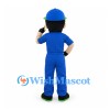 Boy Mascot Costume with Blue Cap and Blue Tracksuit