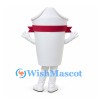 Cup Mascot Costume in White with Red Band and Domed Lid
