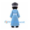 Bearded Man Mascot Costume with Gray Hat and Light Blue Robe