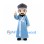 Bearded Man Mascot Costume with Gray Hat and Light Blue Robe