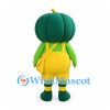 Pumpkin Mascot Costume in Green with Yellow Overalls