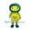 Pumpkin Mascot Costume in Green with Yellow Overalls