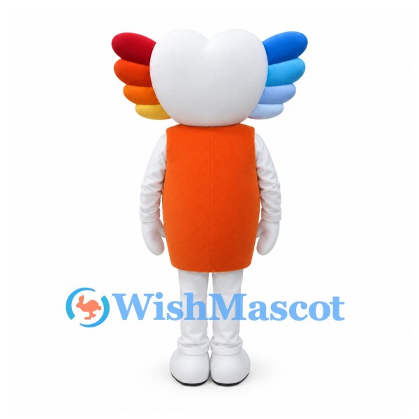 Rainbow Character Mascot Costume with Orange Body and Colorful Side Fins