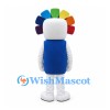 Rainbow Character Mascot Costume with Blue Body and Colorful Head Petals