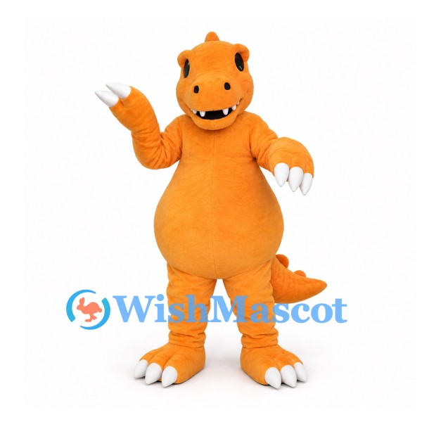 Dinosaur Mascot Costume in Orange with Cream Claws