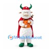 Sheep Mascot Costume with Green Antlers and Red Christmas Cape