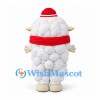 Sheep Mascot Costume with Sunglasses, Red Santa Hat and Scarf