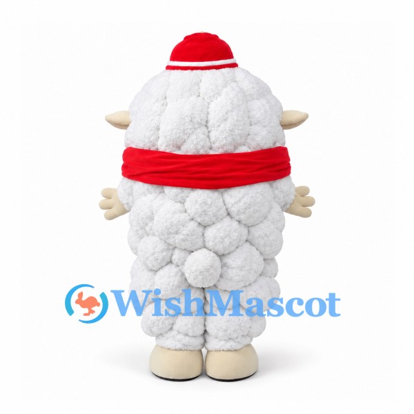 Sheep Mascot Costume with Sunglasses, Red Santa Hat and Scarf