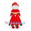 Sheep Mascot Costume with Red Snowflake Dress and Matching Hat