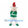 Sheep Mascot Costume with Green Marching Band Uniform and Feathered Hat