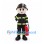 Firefighter Mascot Costume with Black Helmet and Reflective-Stripe Suit