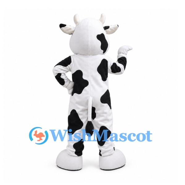 Cow Mascot Costume in Black and White with Pink Eye Rings