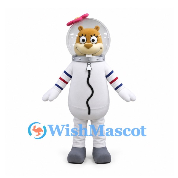 Squirrel Mascot Costume with White Astronaut Suit and Clear Helmet