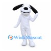 Dog Mascot Costume in White with Long Black Floppy Ears