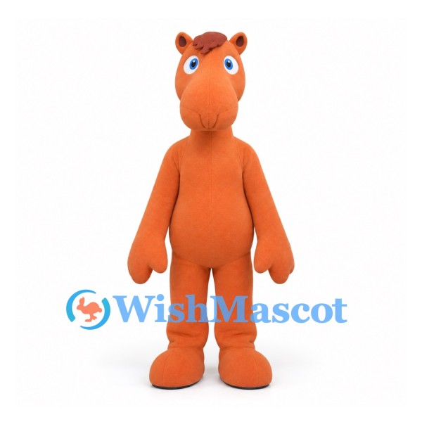 Horse Mascot Costume in Orange with Brown Mane