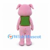 Pig Mascot Costume in Pink with Green Vest