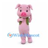 Pig Mascot Costume in Pink with Green Vest