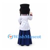 Woman Mascot Costume with Black Hat, White Jacket and Navy Long Skirt