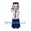 Woman Mascot Costume with Black Hat, White Jacket and Navy Long Skirt