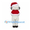 Sheep Mascot Costume with Red Santa Hat and Cape