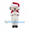 Sheep Mascot Costume with Red Santa Hat and Cape