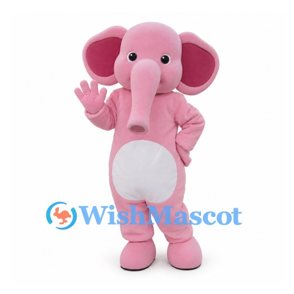 Elephant Mascot Costume in Pink with White Belly