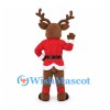 Reindeer Mascot Costume with Red Polka Dot Santa Suit
