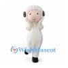 Sheep Mascot Costume in White with Pink Face and Gray Horns