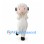 Sheep Mascot Costume in White with Pink Face and Gray Horns