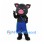 Pig Mascot Costume in Black with Blue Shorts and Shoulder Strap
