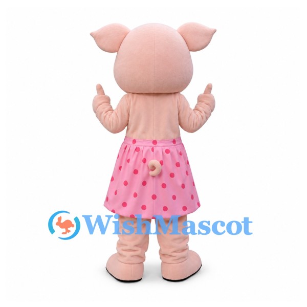 Pig Mascot Costume in Pink with Floral Skirt