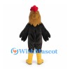 Rooster Mascot Costume in Black with Brown Neck Feathers