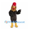 Rooster Mascot Costume in Black with Brown Neck Feathers