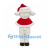 Sheep Mascot Costume in Cream with Red Santa Cape