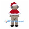 Sheep Mascot Costume in Gray with Red Santa Cape